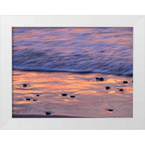 Oregon-Cape Arch-Pacific ocean evening light on surf White Modern Wood Framed Art Print by Gulin, Sylvia