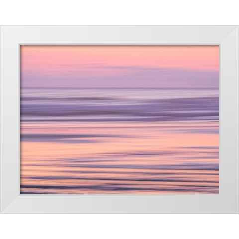 Oregon-Cannon Beach and a dreamy view of the beach at low tide at sunset White Modern Wood Framed Art Print by Gulin, Sylvia