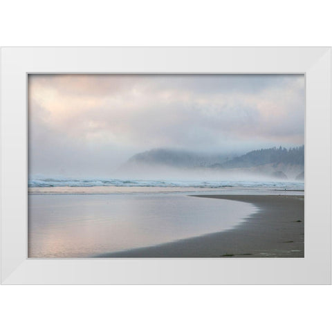 Oregon-Cannon Beach looking to the north along the Pacific Coast line White Modern Wood Framed Art Print by Gulin, Sylvia