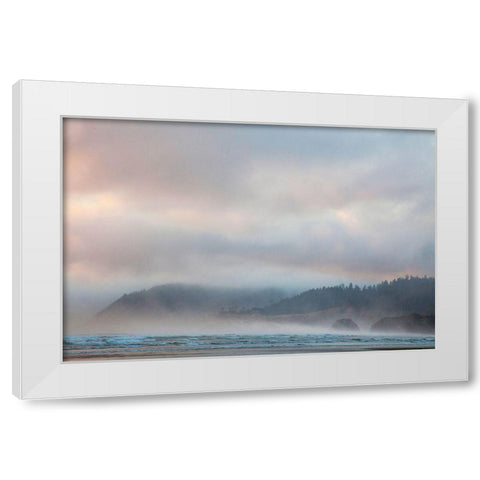 Oregon-Cannon Beach looking to the north along the Pacific Coast line White Modern Wood Framed Art Print by Gulin, Sylvia