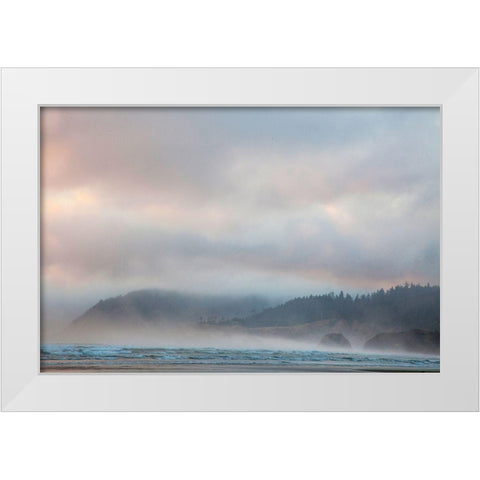 Oregon-Cannon Beach looking to the north along the Pacific Coast line White Modern Wood Framed Art Print by Gulin, Sylvia