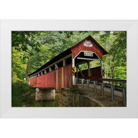 Lower Humbert Covered Bridge Spanning Laurel Hill Creek Laurel Highlands-Pennsylvania White Modern Wood Framed Art Print by Majchrowicz, Alan