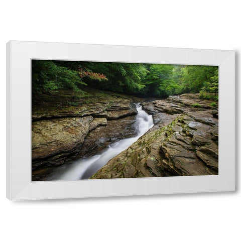 Natural Waterslides on Meadow Run Ohiopyle State Park-Pennsylvania White Modern Wood Framed Art Print by Majchrowicz, Alan