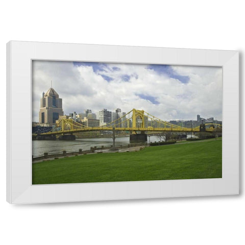 PA, Pittsburgh Bridge over the Allegheny River White Modern Wood Framed Art Print by Flaherty, Dennis