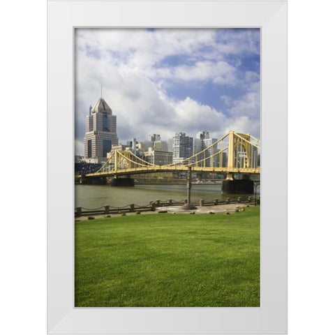 PA, Pittsburgh Bridge over the Allegheny River White Modern Wood Framed Art Print by Flaherty, Dennis