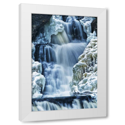 PA, Delaware Water Gap NRA Raymondsills Falls White Modern Wood Framed Art Print by OBrien, Jay