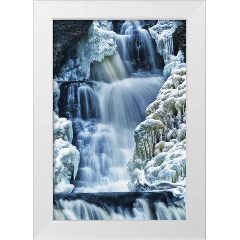 PA, Delaware Water Gap NRA Raymondsills Falls White Modern Wood Framed Art Print by OBrien, Jay