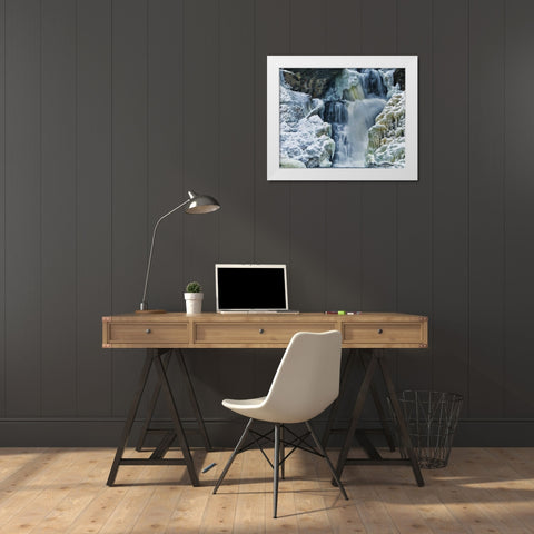 PA, Delaware Water Gap NRA Raymondsills Falls White Modern Wood Framed Art Print by OBrien, Jay
