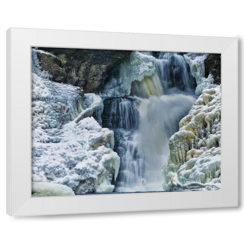 PA, Delaware Water Gap NRA Raymondsills Falls White Modern Wood Framed Art Print by OBrien, Jay