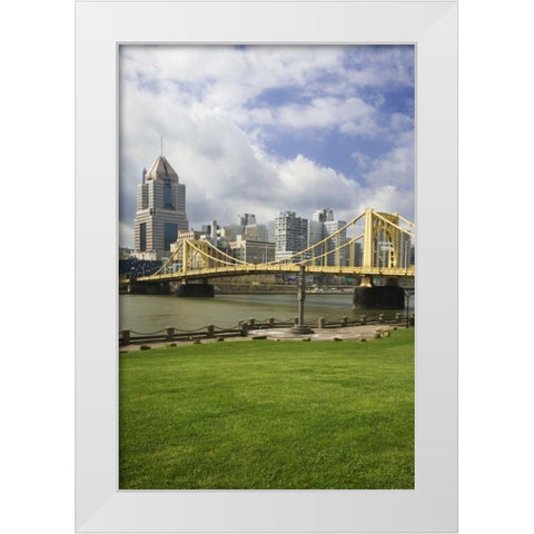 PA, Pittsburgh Bridge over the Allegheny River White Modern Wood Framed Art Print by Flaherty, Dennis