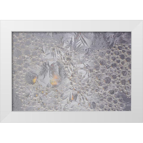 Pennsylvania Frosty window pane and soap bubbles White Modern Wood Framed Art Print by Anon, Ellen