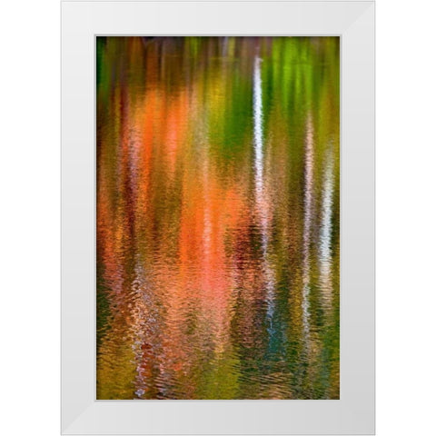 PA, Delaware Watergap Autumn reflect on water White Modern Wood Framed Art Print by OBrien, Jay