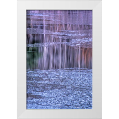 PA, Delaware Water gap NRA Tree reflection White Modern Wood Framed Art Print by OBrien, Jay
