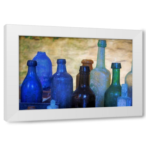SC, Charleston Old bottles from slave quarters White Modern Wood Framed Art Print by Paulson, Don