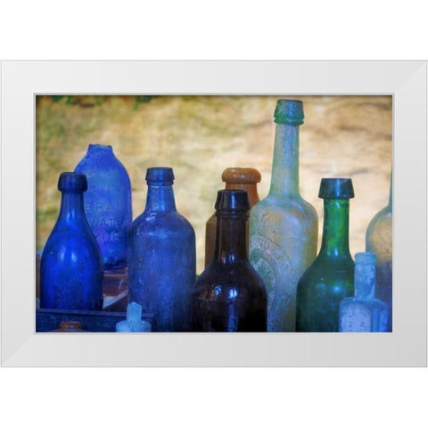 SC, Charleston Old bottles from slave quarters White Modern Wood Framed Art Print by Paulson, Don