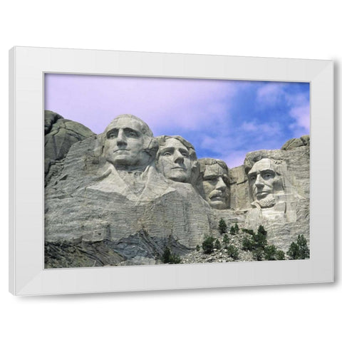 SD, Mount Rushmore, presidential faces White Modern Wood Framed Art Print by Flaherty, Dennis