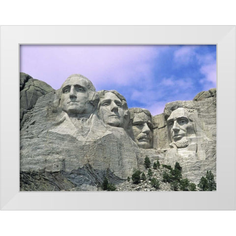 SD, Mount Rushmore, presidential faces White Modern Wood Framed Art Print by Flaherty, Dennis