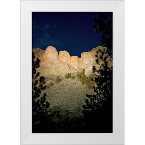 SD, The Mount Rushmore at night White Modern Wood Framed Art Print by Lord, Fred