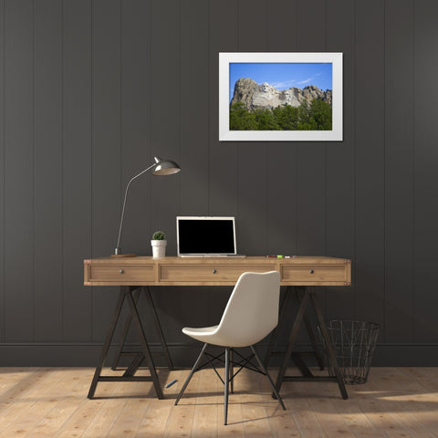 South Dakota Overview of Mount Rushmore White Modern Wood Framed Art Print by Lord, Fred
