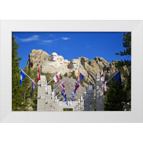 SD, Mount Rushmore framed by Grand View Terrace White Modern Wood Framed Art Print by Lord, Fred