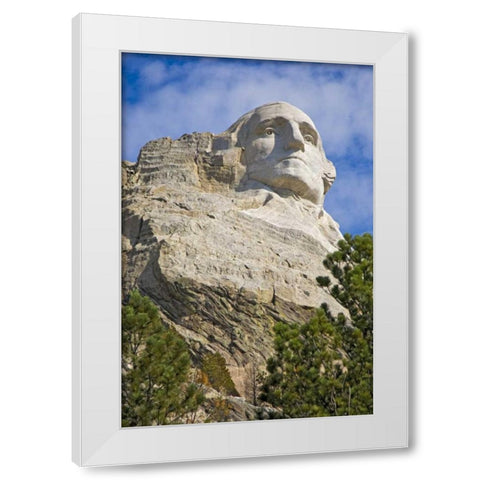 SD, President George Washington at Mount Rushmore White Modern Wood Framed Art Print by Lord, Fred