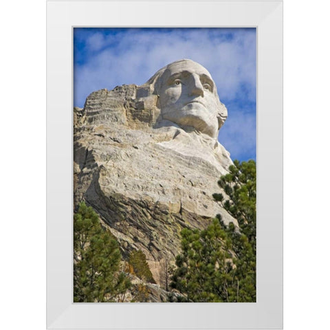 SD, President George Washington at Mount Rushmore White Modern Wood Framed Art Print by Lord, Fred