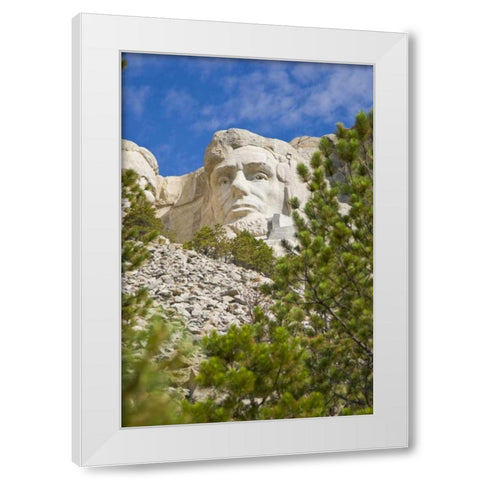 SD, President Abraham Lincoln at Mount Rushmore White Modern Wood Framed Art Print by Lord, Fred