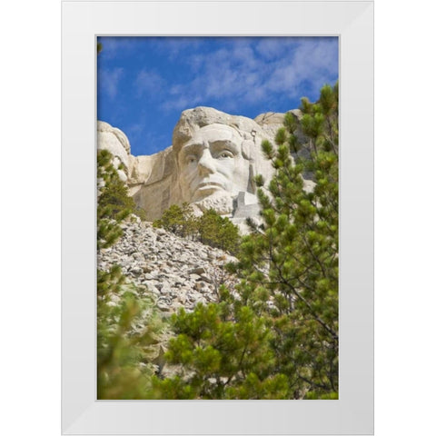 SD, President Abraham Lincoln at Mount Rushmore White Modern Wood Framed Art Print by Lord, Fred