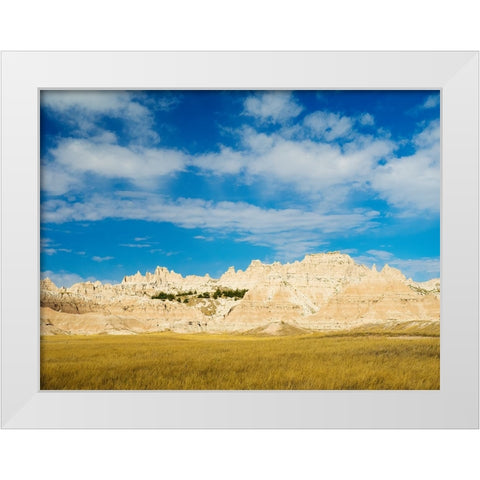South Dakota- Badlands National Park. Mixed-grass Prairie and Badlands rock formations White Modern Wood Framed Art Print by Wild, Jamie and Judy