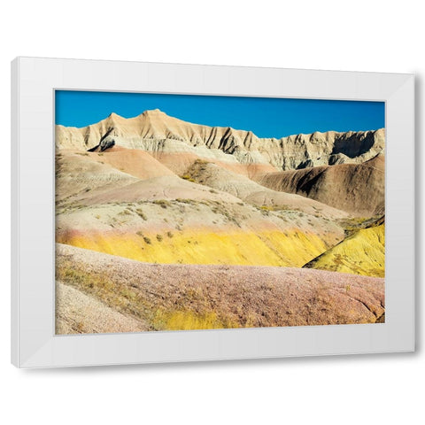 South Dakota- Badlands National Park. Badlands rock formations- Yellow Mounds White Modern Wood Framed Art Print by Wild, Jamie and Judy
