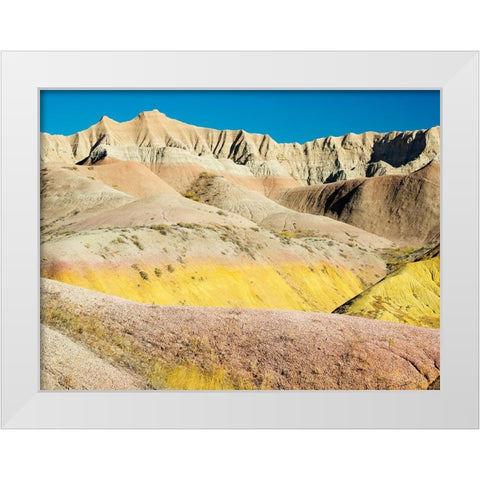 South Dakota- Badlands National Park. Badlands rock formations- Yellow Mounds White Modern Wood Framed Art Print by Wild, Jamie and Judy