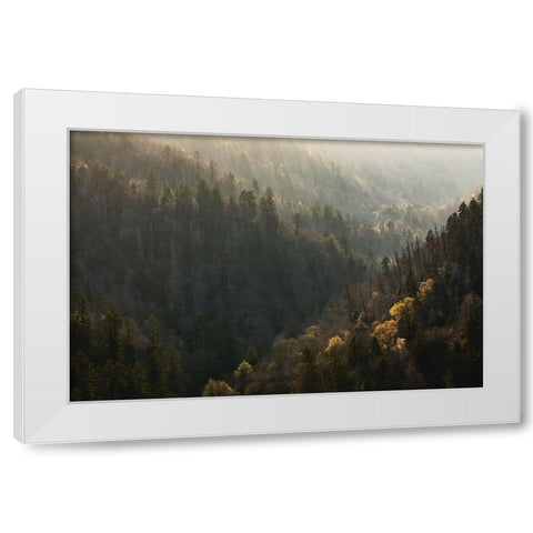 Spring sunset from Morton Overlook-Great Smoky Mountains National Park-Tennessee White Modern Wood Framed Art Print by Jones, Adam