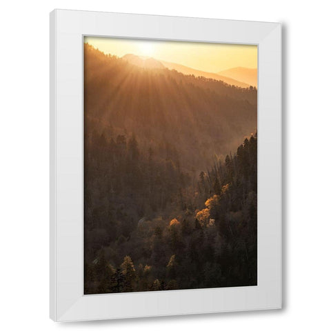 Spring sunset from Morton Overlook-Great Smoky Mountains National Park-Tennessee White Modern Wood Framed Art Print by Jones, Adam