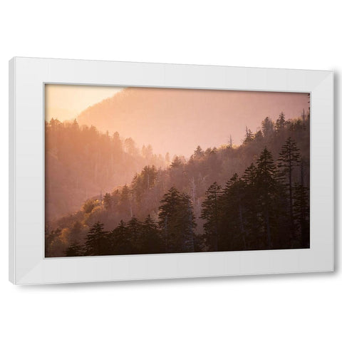 Sunset from Morton Overlook-Great Smoky Mountains National Park-Tennessee White Modern Wood Framed Art Print by Jones, Adam
