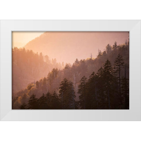 Sunset from Morton Overlook-Great Smoky Mountains National Park-Tennessee White Modern Wood Framed Art Print by Jones, Adam