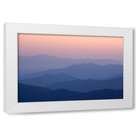 TN, Great Smoky Mts Mountain layers at sunset White Modern Wood Framed Art Print by Kaveney, Wendy