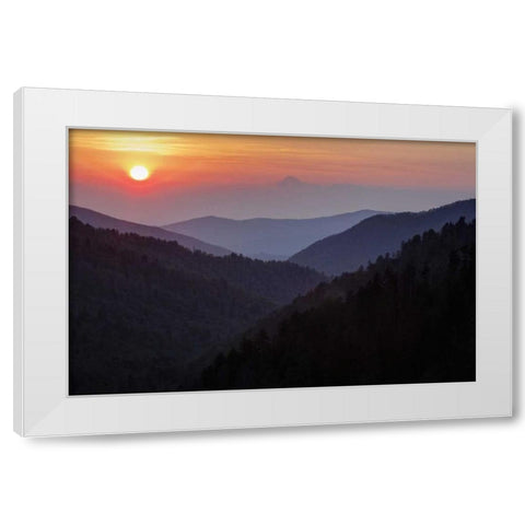 Tennessee, Great Smoky Mts Morton Overlook White Modern Wood Framed Art Print by Flaherty, Dennis