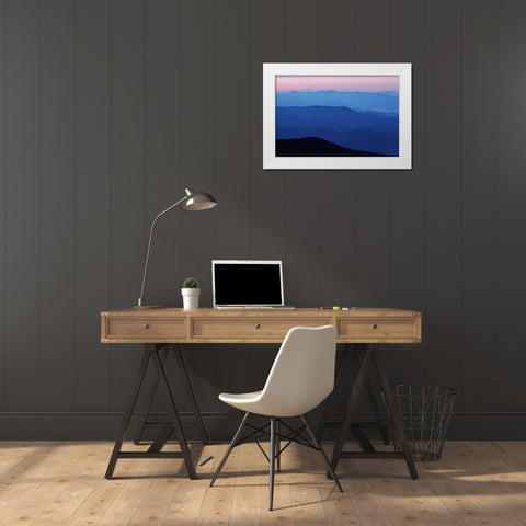 TN, Great Smoky Mts, Blue Mountain landscape White Modern Wood Framed Art Print by Flaherty, Dennis