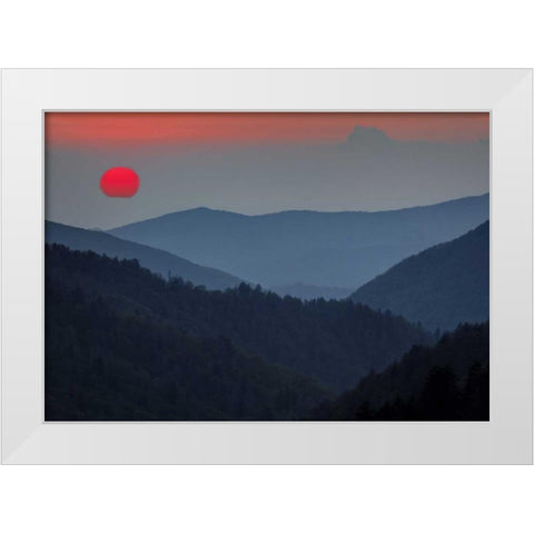 Tennessee, Great Smoky Mts Morton Overlook White Modern Wood Framed Art Print by Flaherty, Dennis