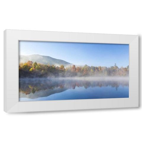 Tennessee Morning fog on Indian Boundary Lake White Modern Wood Framed Art Print by Paulson, Don
