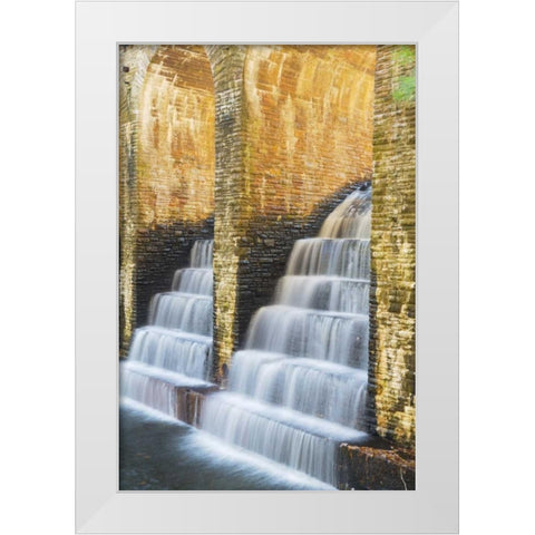 TN, Cumberland Mountain SP Dam spillway White Modern Wood Framed Art Print by Paulson, Don