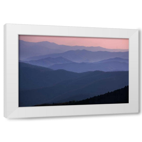 TN, Great Smoky Mts Mountain ridges at sunset White Modern Wood Framed Art Print by Grall, Don