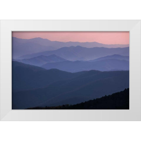 TN, Great Smoky Mts Mountain ridges at sunset White Modern Wood Framed Art Print by Grall, Don