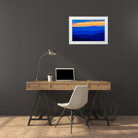 USA- Tennessee. Great Smoky Mountains National Park- sunrise and layering of mountains White Modern Wood Framed Art Print by Gulin, Darrell