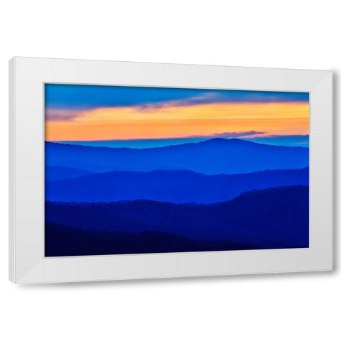 USA- Tennessee. Great Smoky Mountains National Park- sunrise and layering of mountains White Modern Wood Framed Art Print by Gulin, Darrell