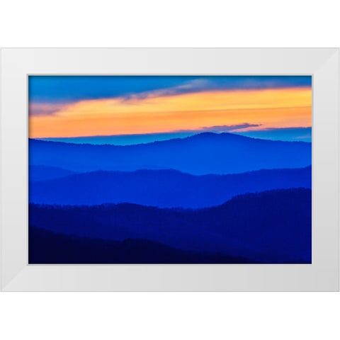 USA- Tennessee. Great Smoky Mountains National Park- sunrise and layering of mountains White Modern Wood Framed Art Print by Gulin, Darrell