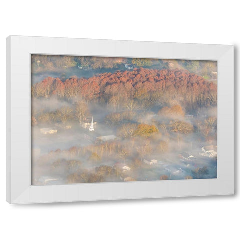 USA-Tennessee Church steeple rises above fog White Modern Wood Framed Art Print by Drury, Trish