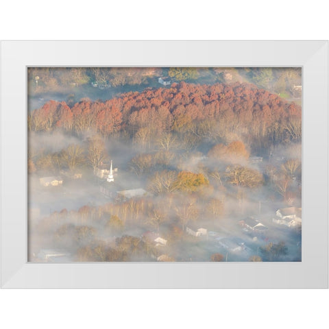 USA-Tennessee Church steeple rises above fog White Modern Wood Framed Art Print by Drury, Trish