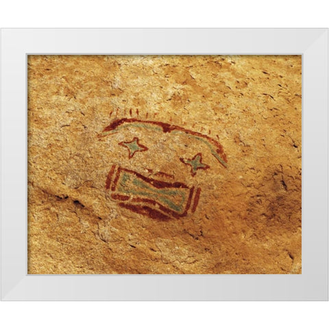 TX, Hueco Tanks SP Pictograph art White Modern Wood Framed Art Print by Flaherty, Dennis