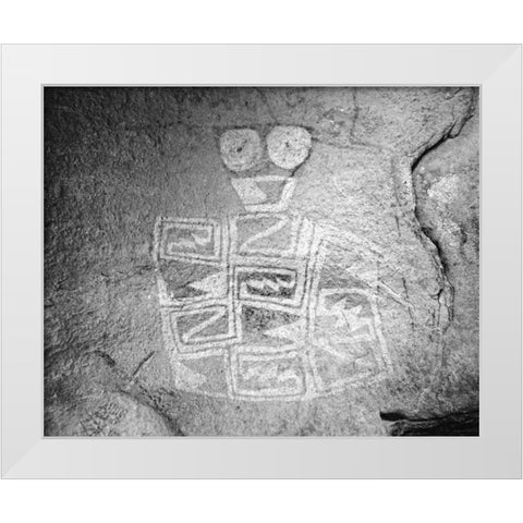 TX, Hueco Tanks SP Tlaloc Indian rain deity White Modern Wood Framed Art Print by Flaherty, Dennis